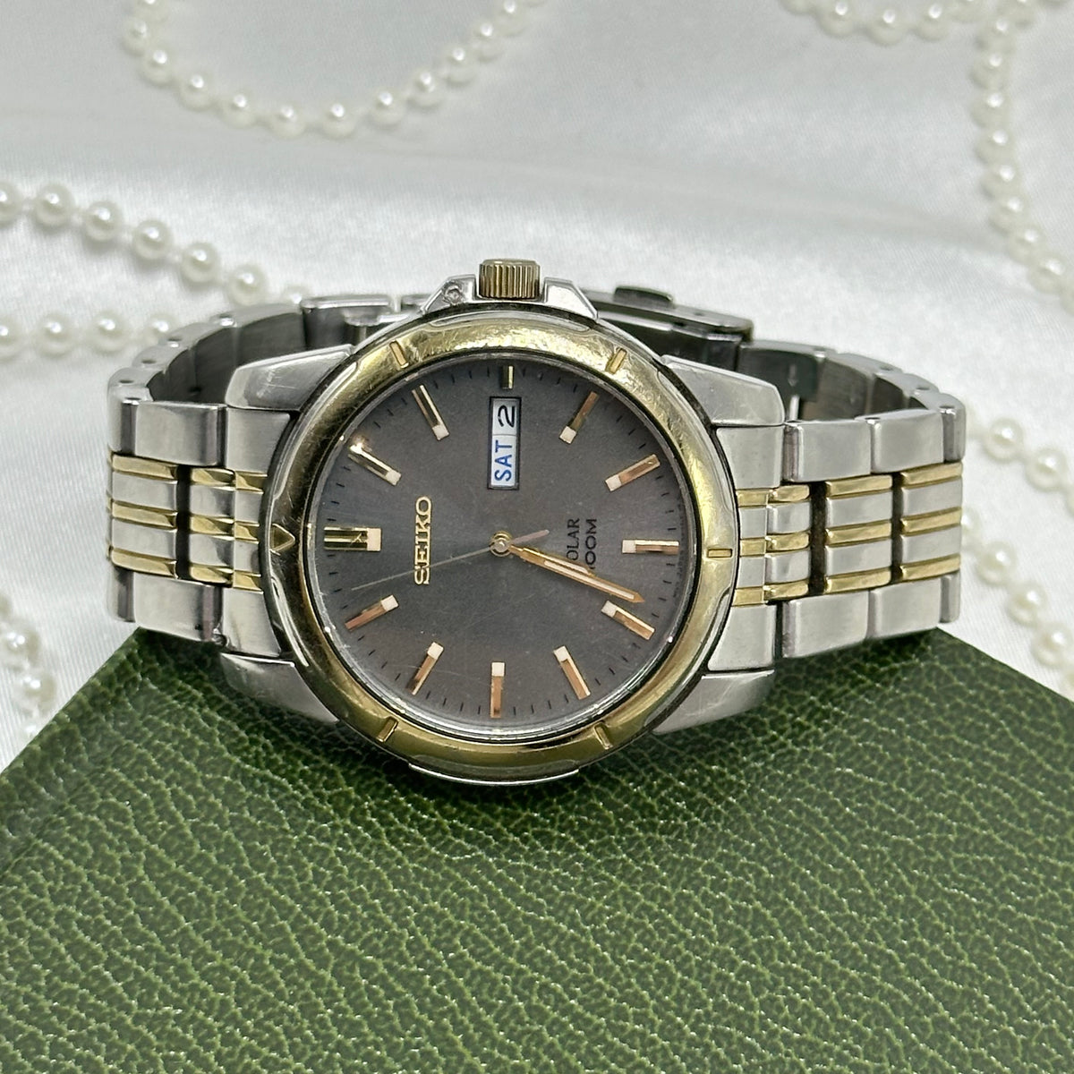 Seiko Men's Solar Two-Tone Tank Watch