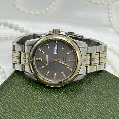 Seiko Men's Solar Two-Tone Tank Watch