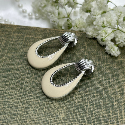 Vintage Silver and Cream Earrings