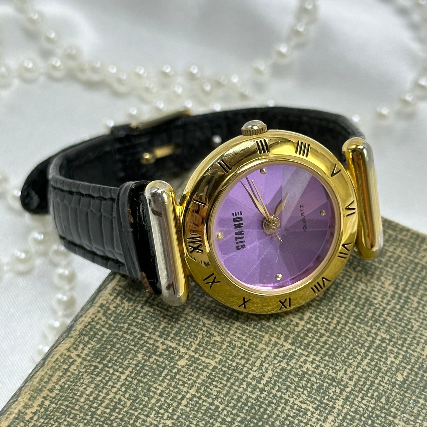 Gold Gitano Purple Diamond Dial Watch