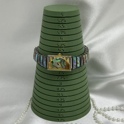 Gold Abalone Watch with Rectangular Dial