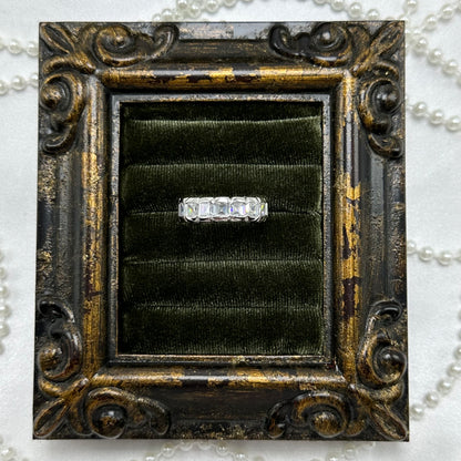 Vintage Clear Stone Deadstock Infinity Band Ring Rhodium Plated
