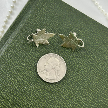Silver Leaf Screw Back Earrings