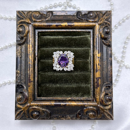 Large Purple Cubic Zirconia Stone Vintage Deadstock Ring 14k Gold Electroplated
