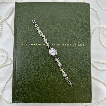 Silver Cameo Watch with Mother of Pearl Dial