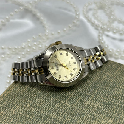 Two-Tone Sasson Watch with Diamanté Markers