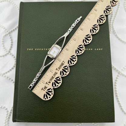 Silver Gloria Vanderbilt Watch with Square Mother of Pearl Dial