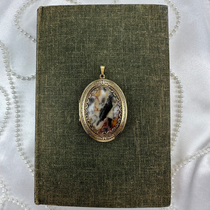 Oval Multicolor Stone Photo Locket