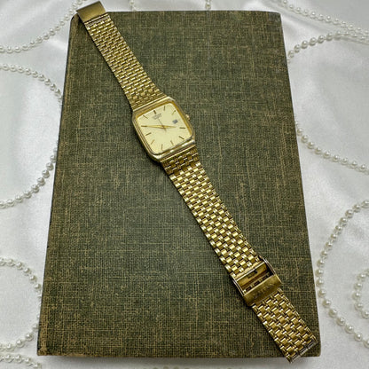 Gold Citizen Tank Watch with Date Display