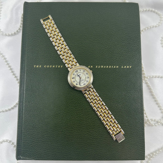 Gold Collezie Watch with Large Round Mother of Pearl Dial