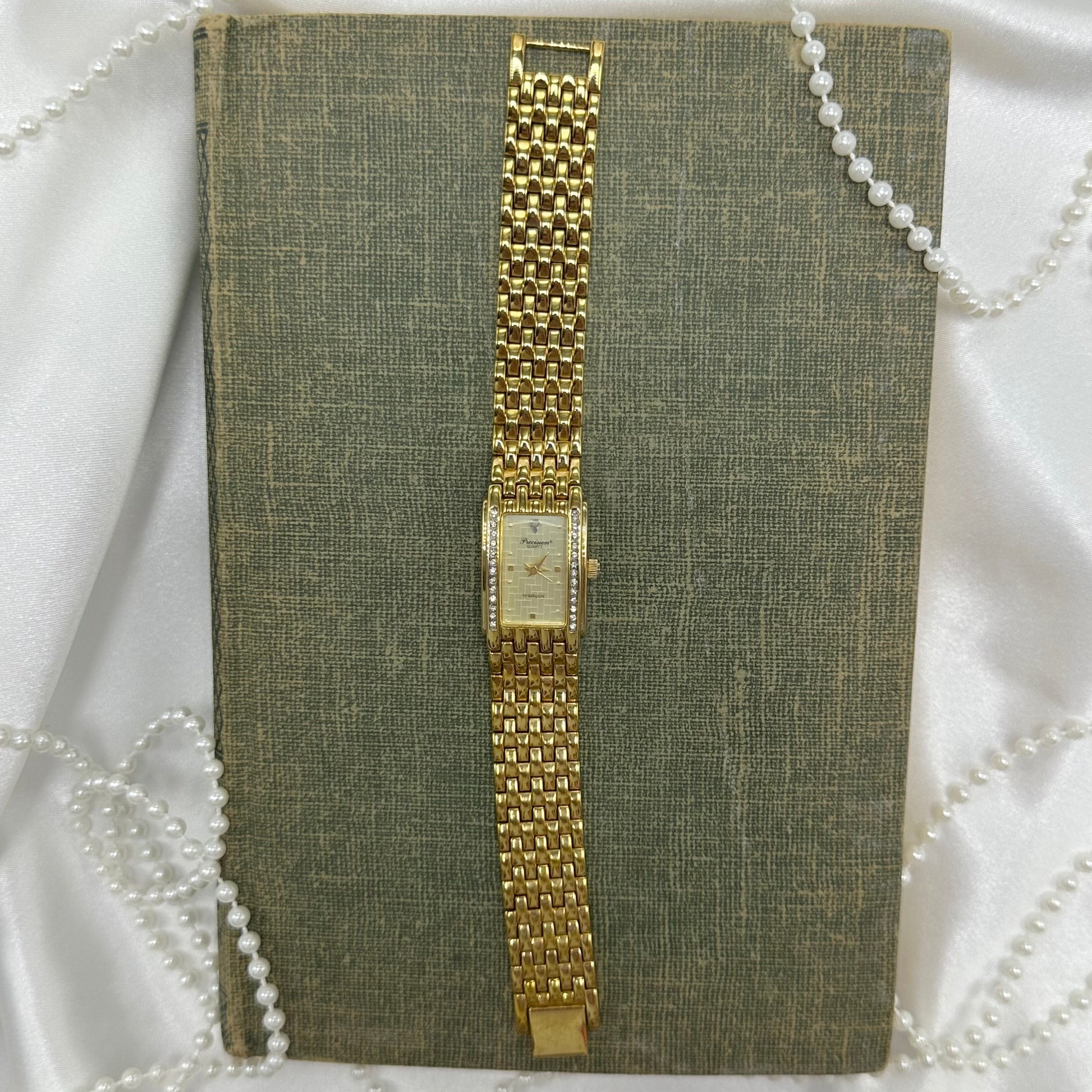 Gold Diamanté Gruen Square Dial Tank Watch