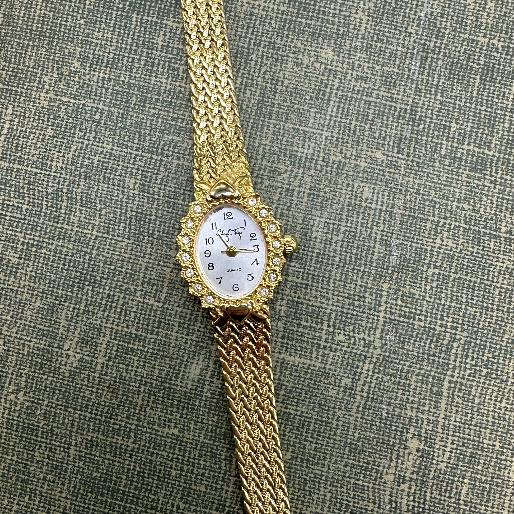 Gold Diamanté Heart Watch
