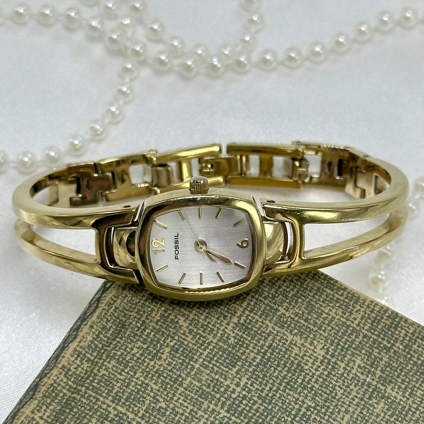 Gold Fossil Cuff Watch