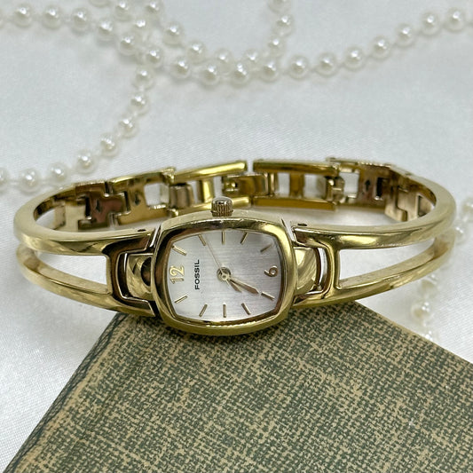 Gold Fossil Cuff Watch
