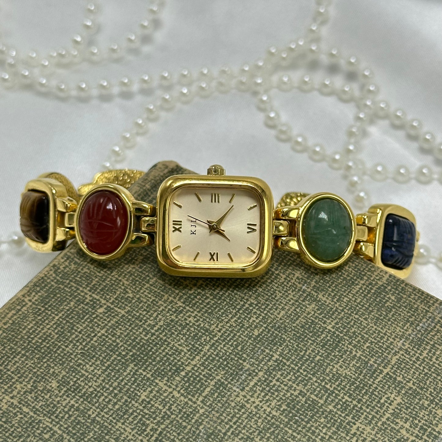 Gold Kenneth Jay Lane Scarab Watch