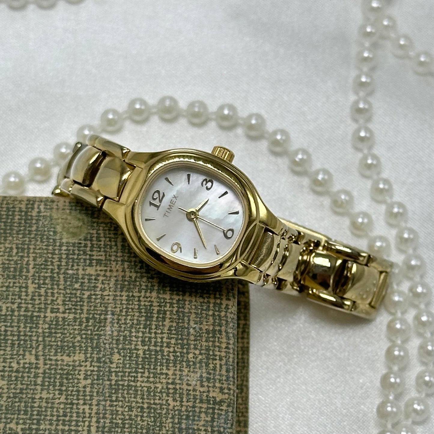 Gold TImex Watch with Mother of Pearl Dial