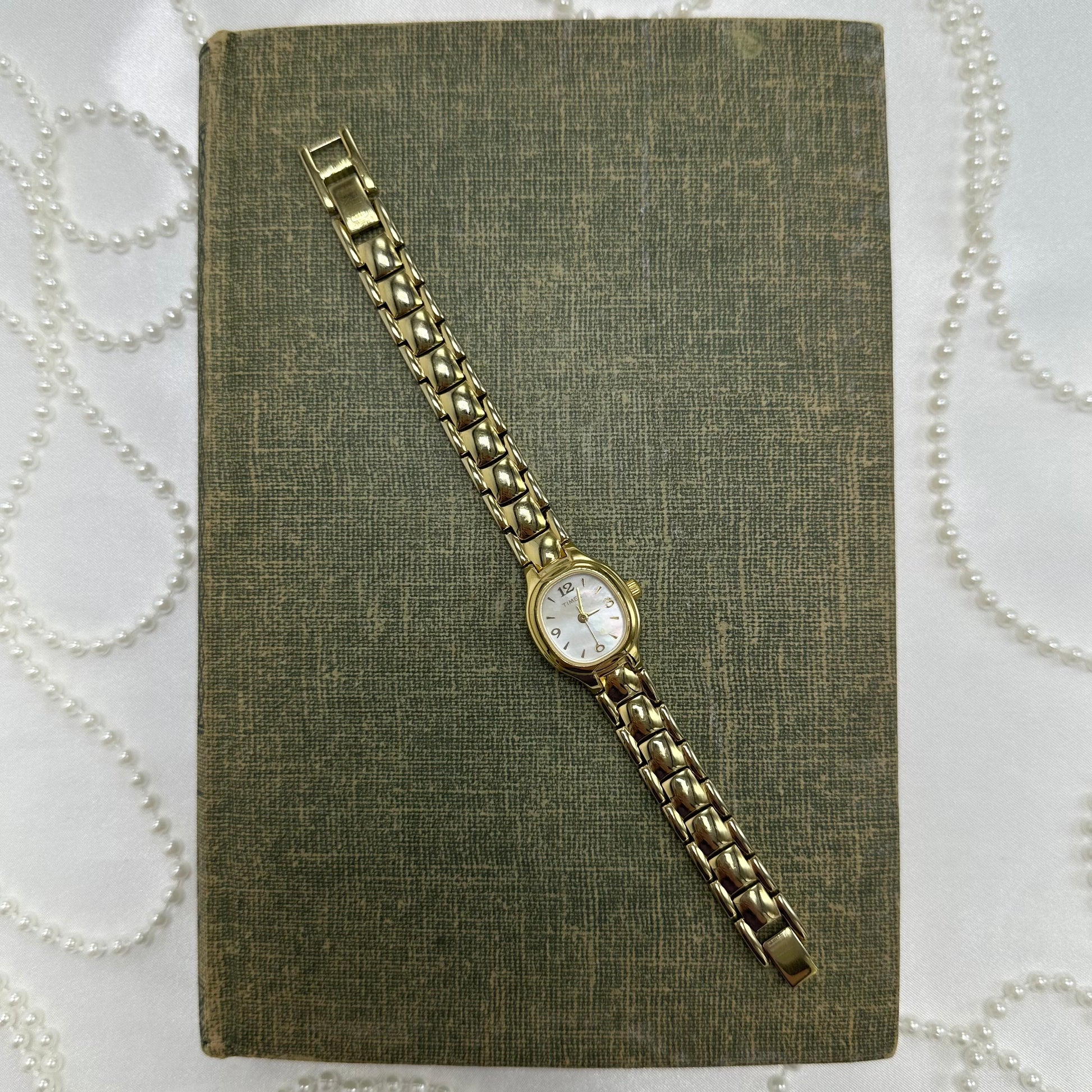 Gold TImex Watch with Mother of Pearl Dial