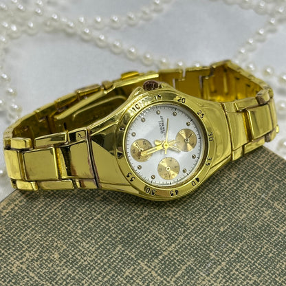 Gold Watch with Chronograph Dial