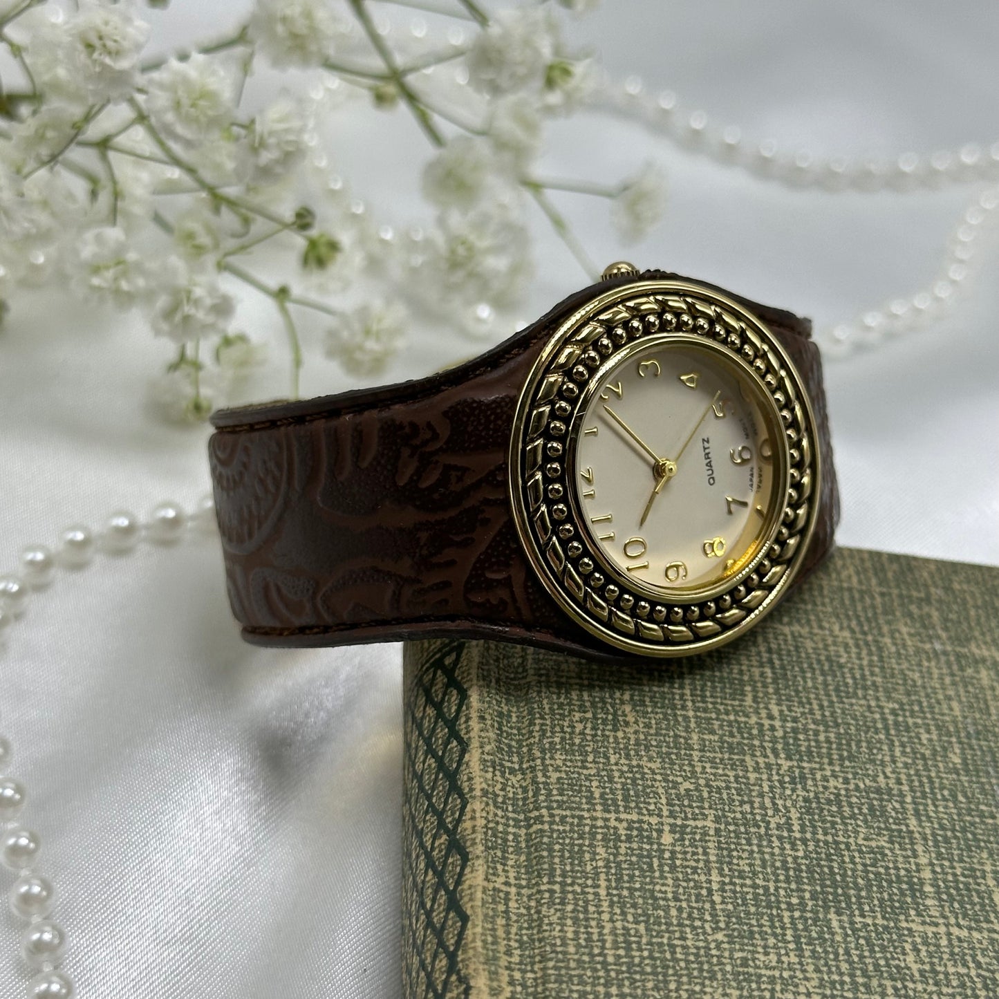 Gold and Brown Avon Cuff Watch