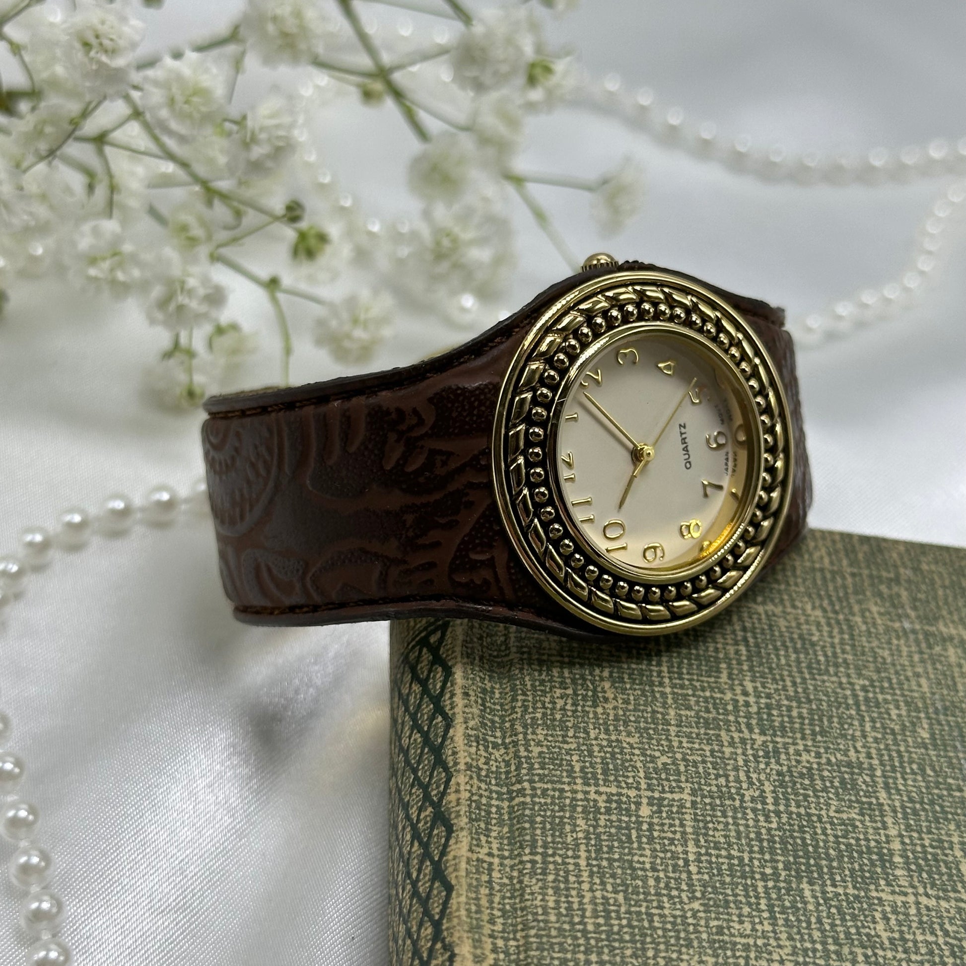 Gold and Brown Avon Cuff Watch