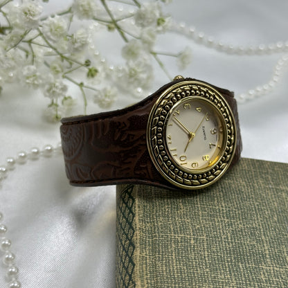 Gold and Brown Avon Cuff Watch