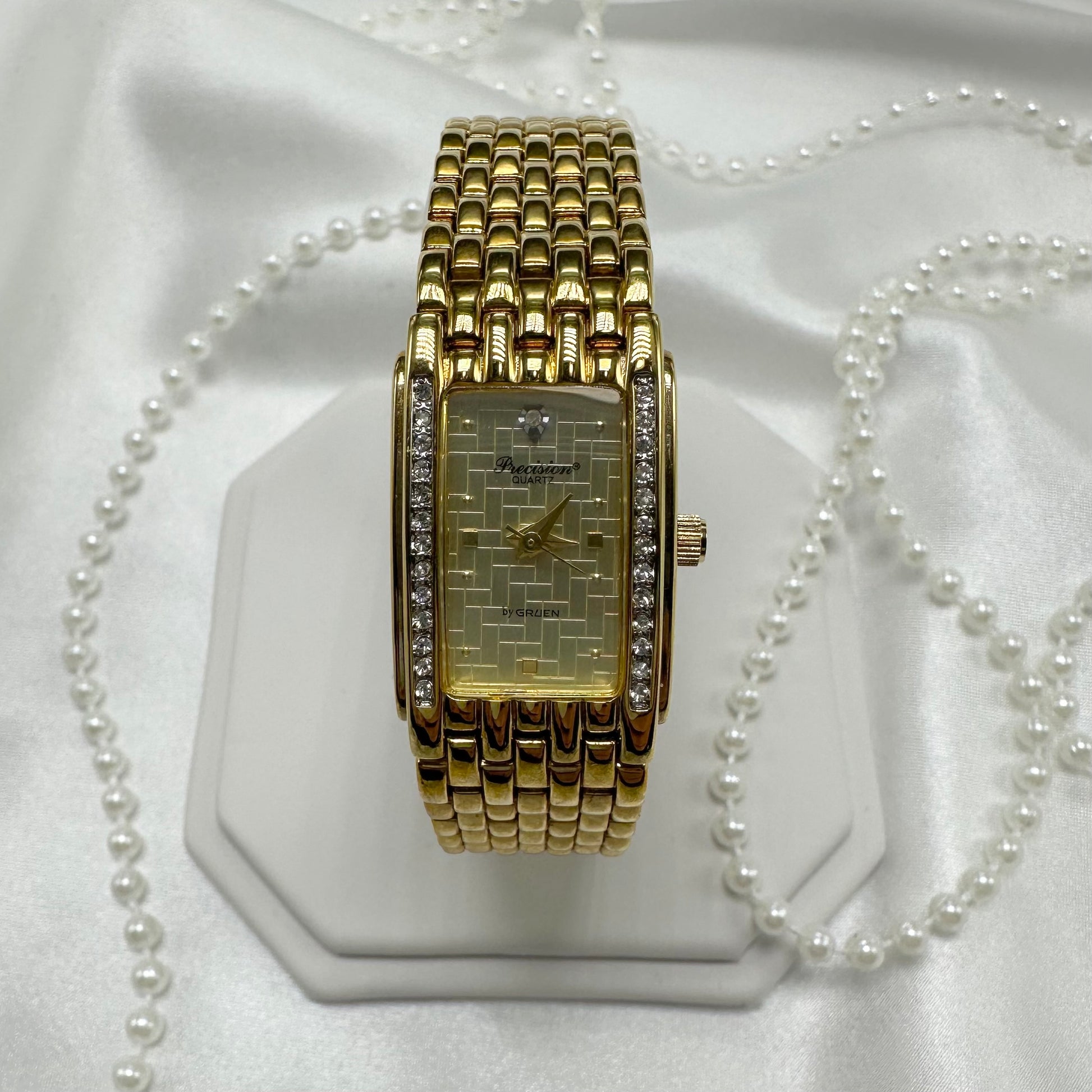 Gold tone diamanté Gruen Precision watch