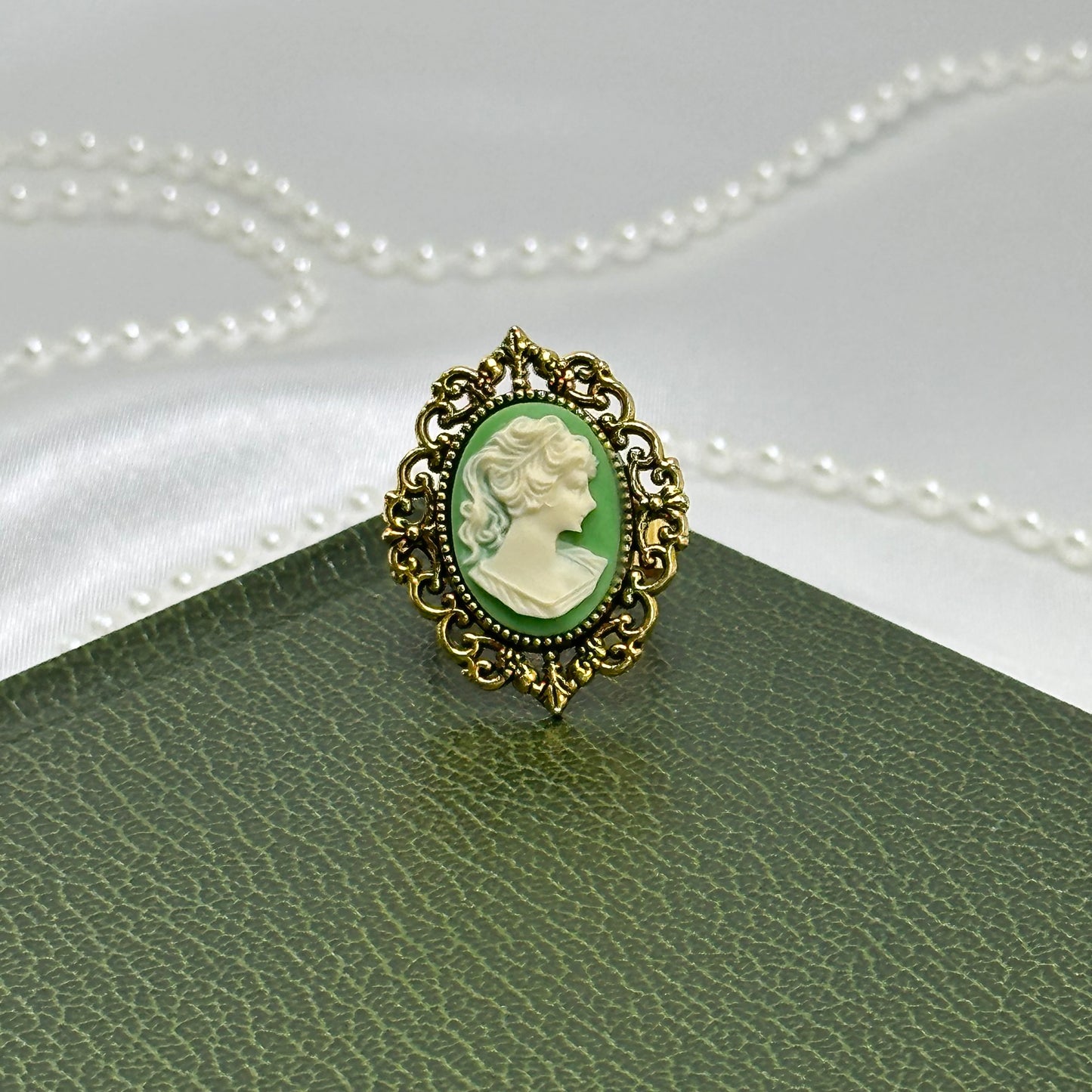Green Cameo Ring