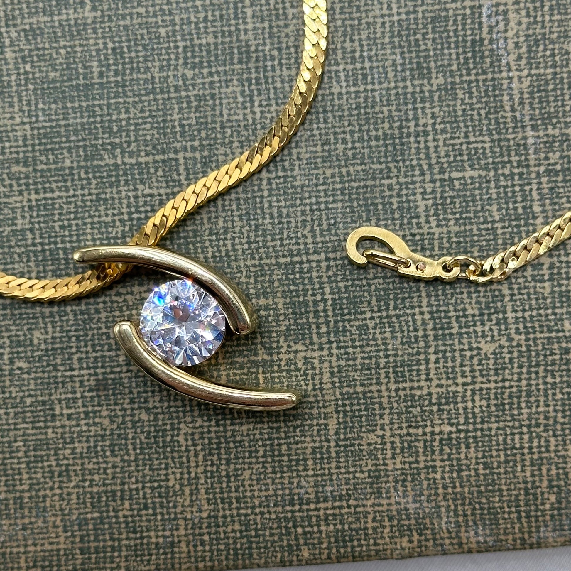 Necklace and Bracelet with Crystal Slide Pendant