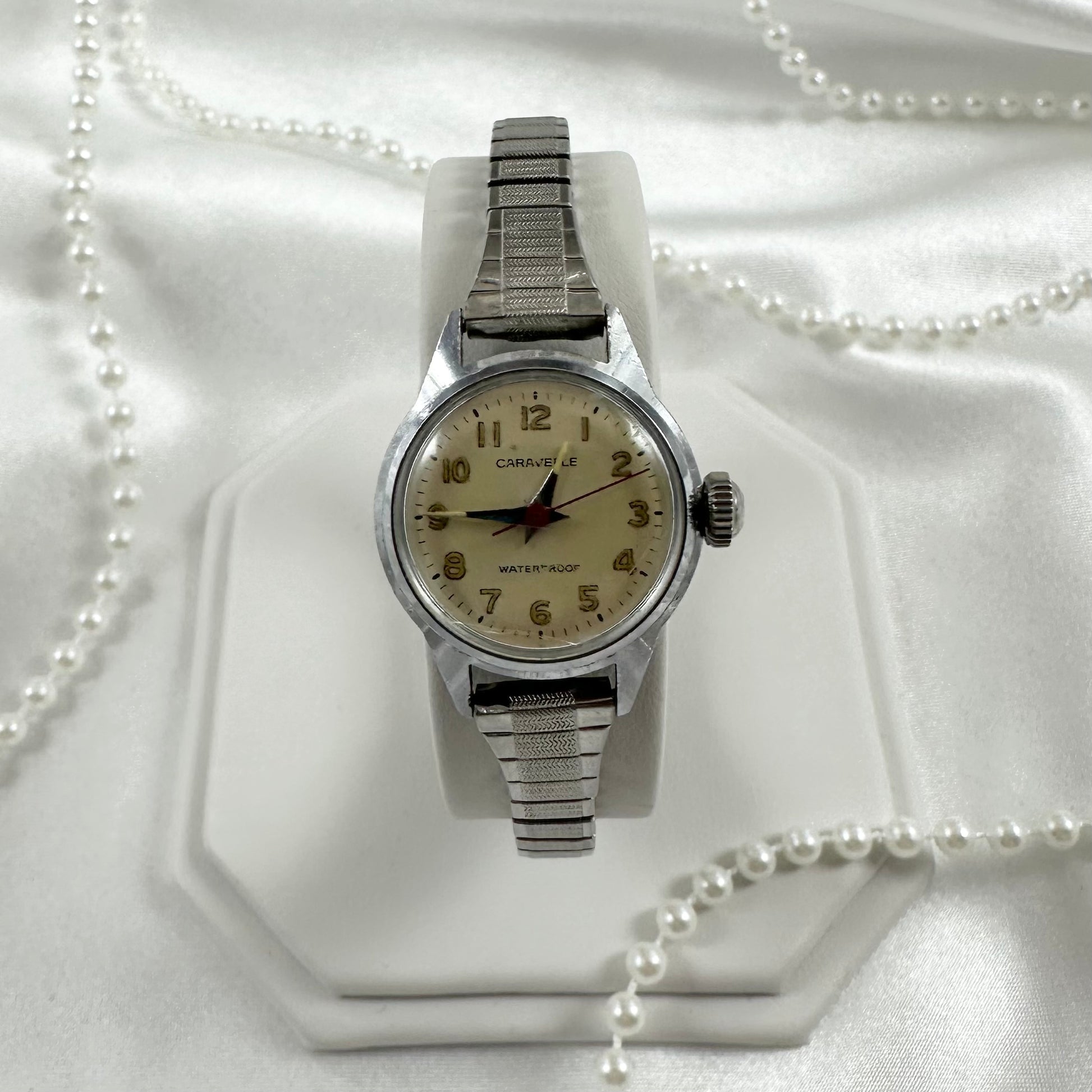 Silver 1968 Caravelle Wind-Up Watch with Glow in the Dark Dial
