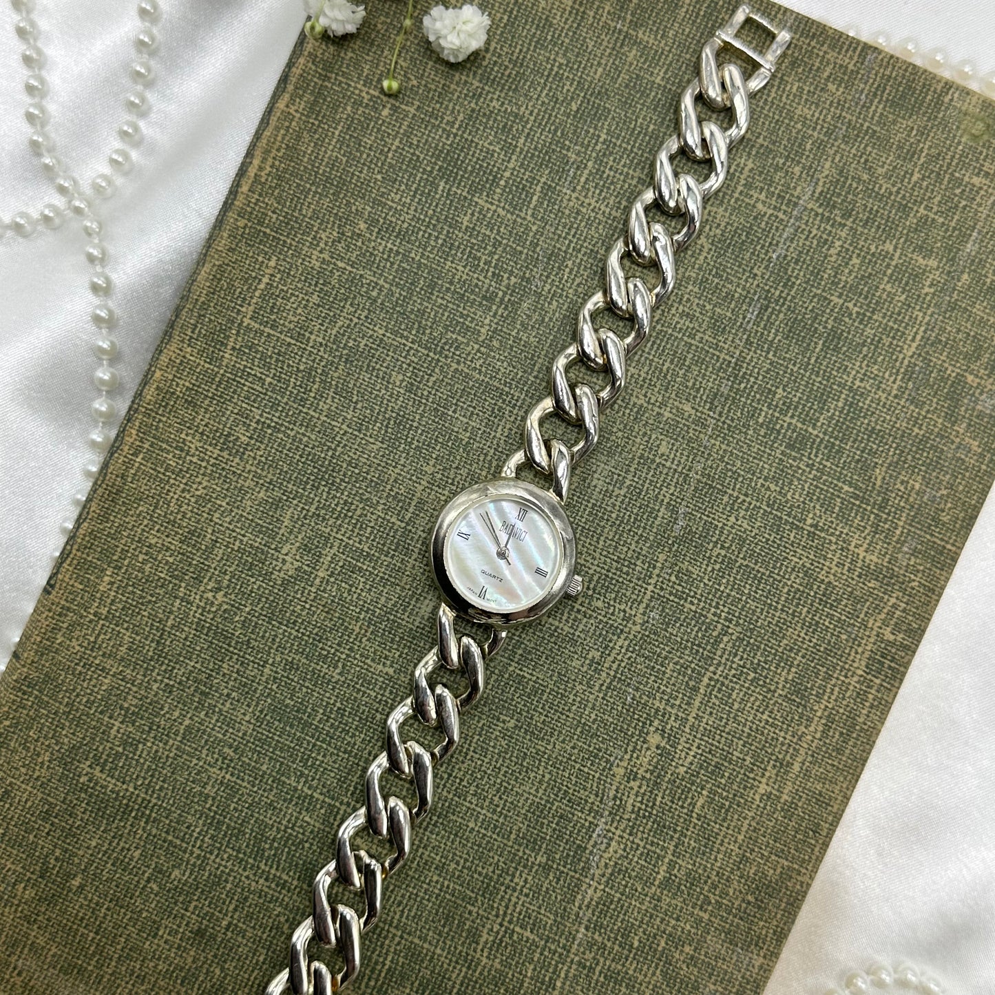Silver Chain Watch with Mother of Pearl Dial