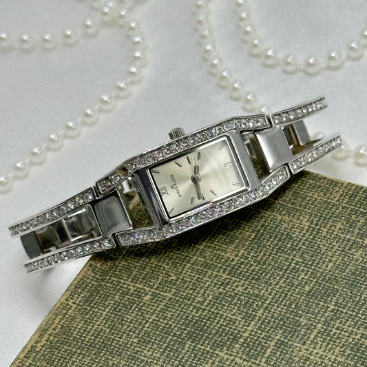 Silver Diamanté Anne Klein Cuff Watch