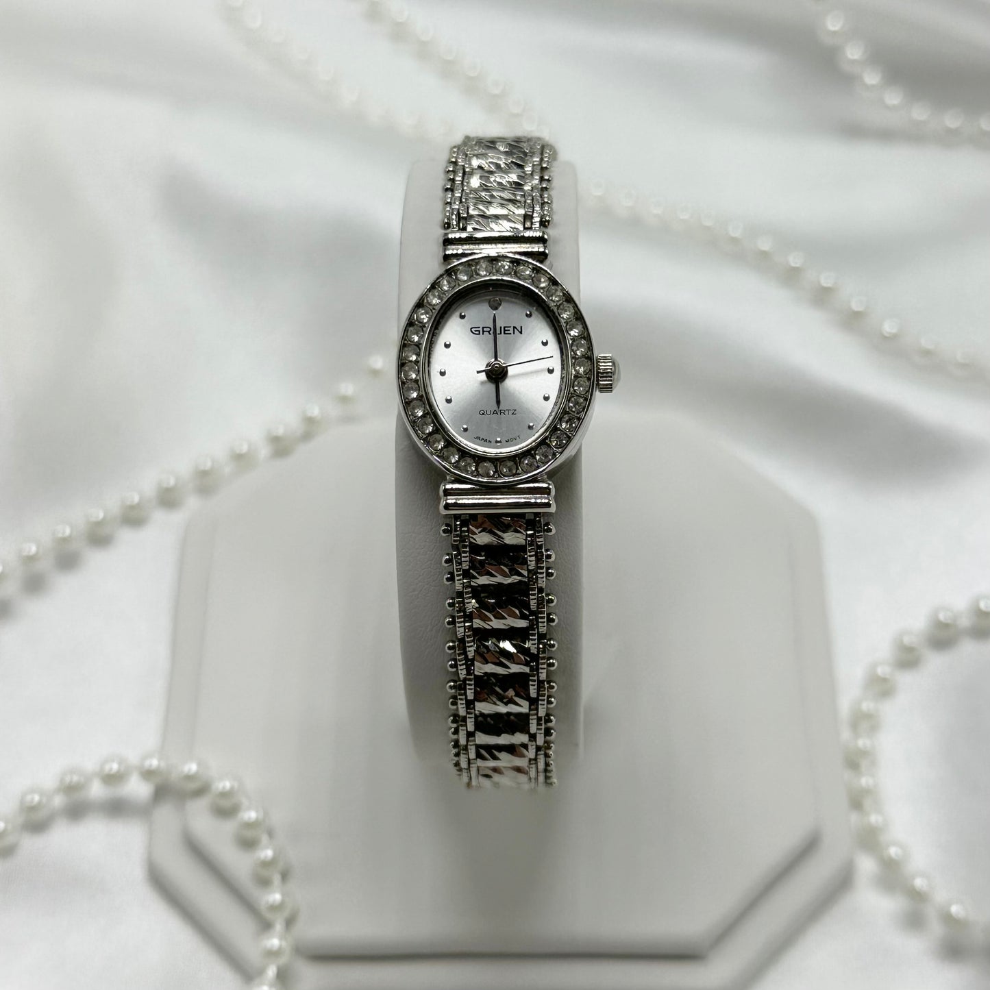 Silver Diamanté Gruen Watch with Unique Band