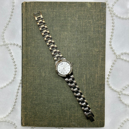 Silver Diamanté Round Dial Kim Rogers Watch