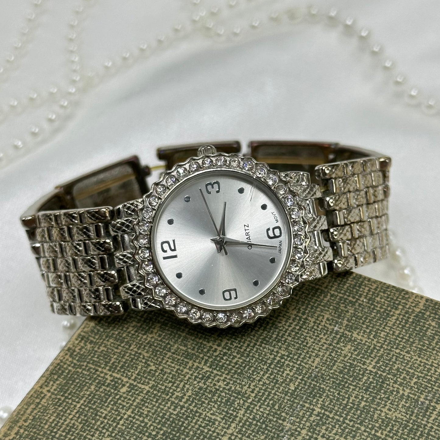 Silver Diamanté Stretchy Band Watch