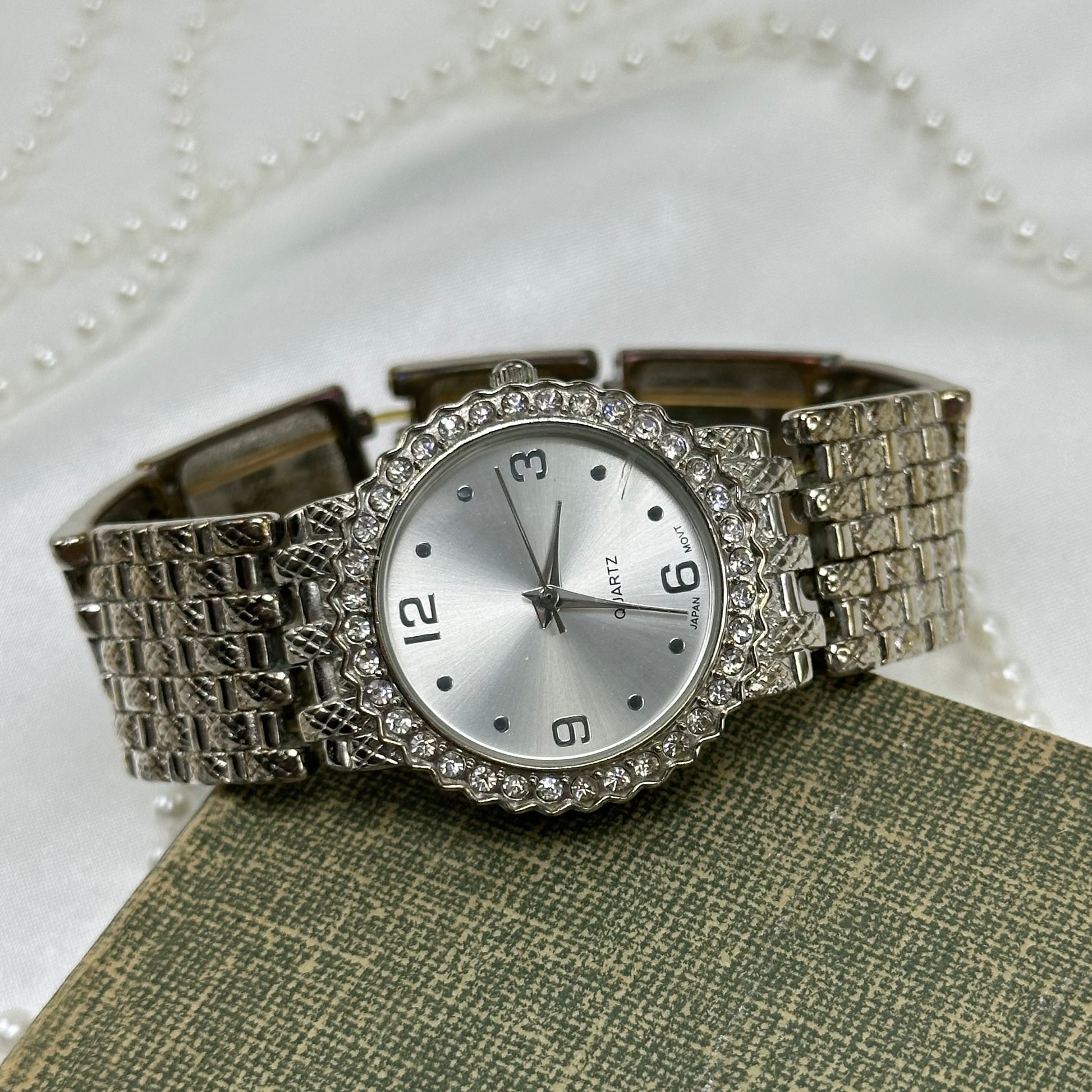 Silver Diamanté Stretchy Band Watch