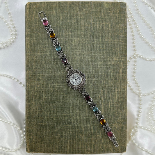 Silver Gemstone Fabergé Watch