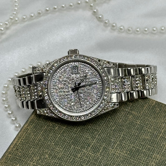 Silver Iced Out Watch