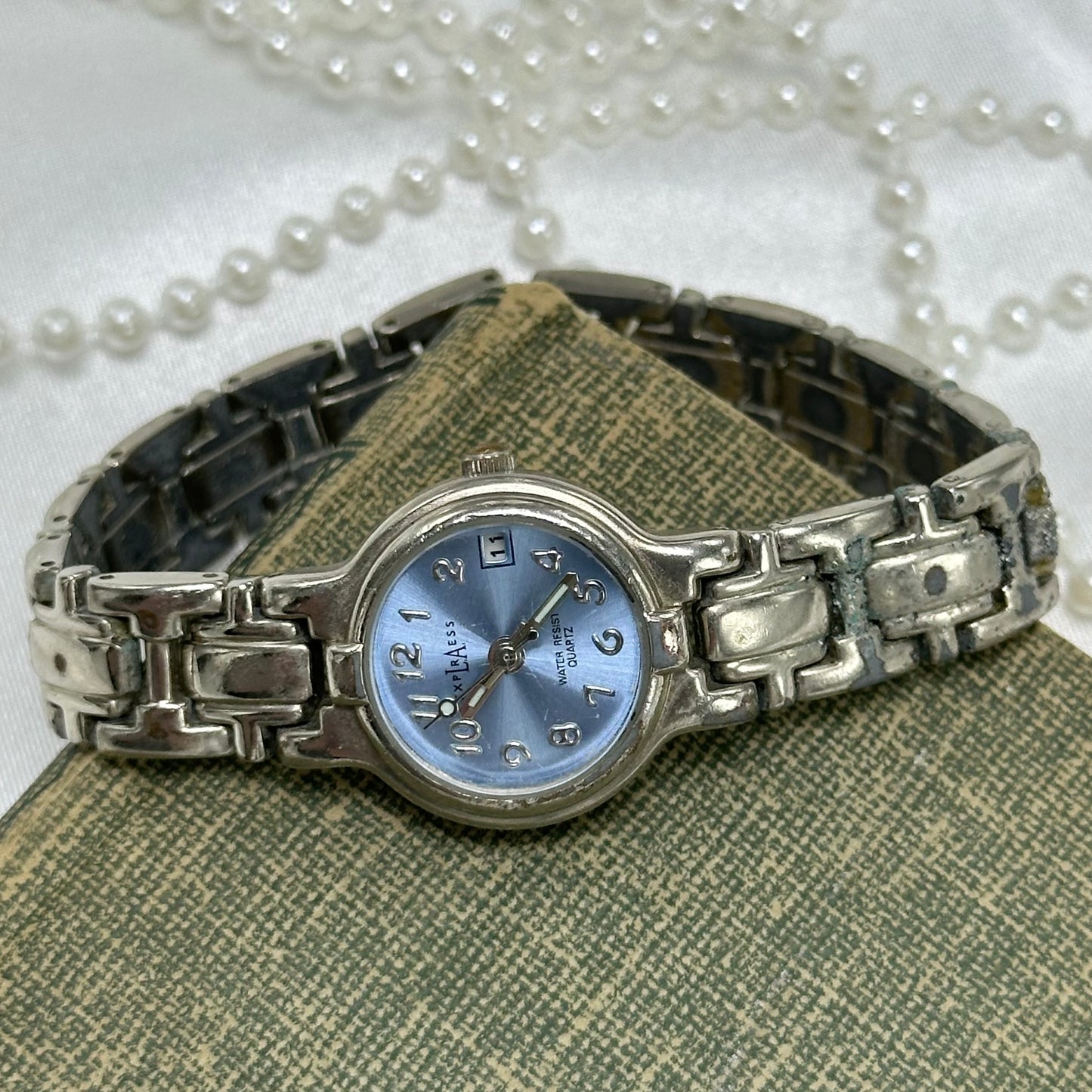 Silver LA Express Watch with Light Blue Dial