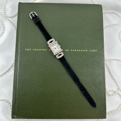 Silver Vintage Avon Watch with Black Velvet Band