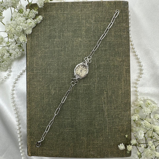 Silver Watch Paperclip Chain Bracelet