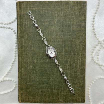 Silver Watch with Diamanté Band
