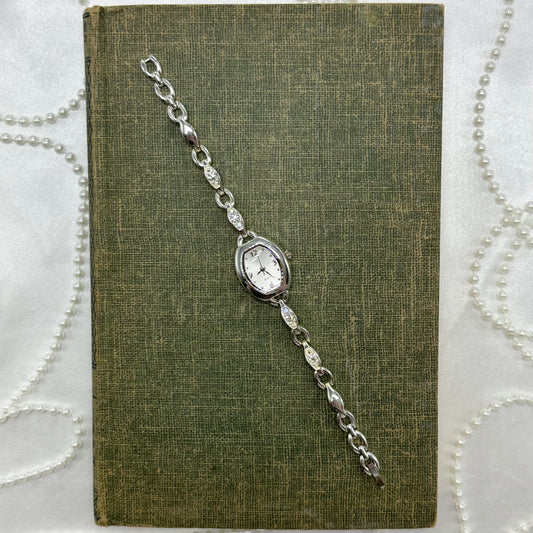 Silver Watch with Diamanté Band