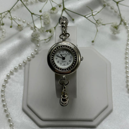 Silver and Blue Beaded Geneva Watch