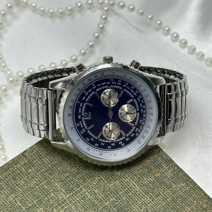 Silver and Blue Chronograph Watch