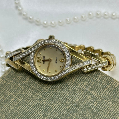 Swarovski Crystal-Accented Solar Seiko Watch