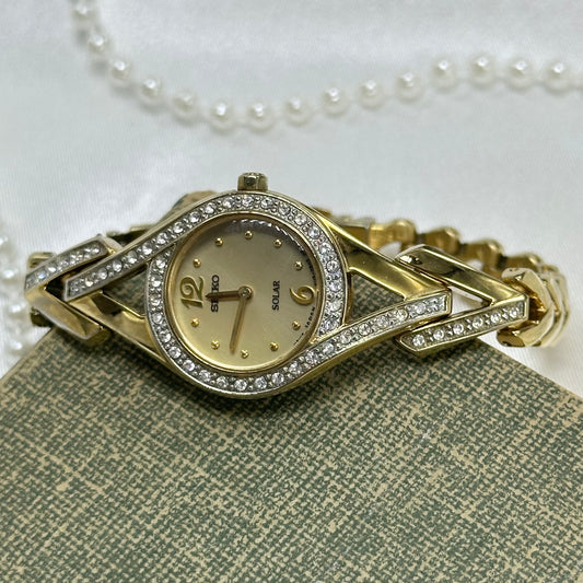 Swarovski Crystal-Accented Solar Seiko Watch