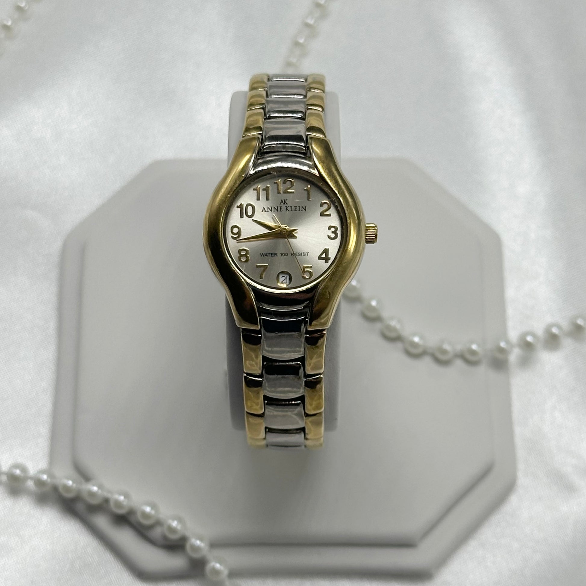 Two-Tone Anne Klein Watch with Date Display