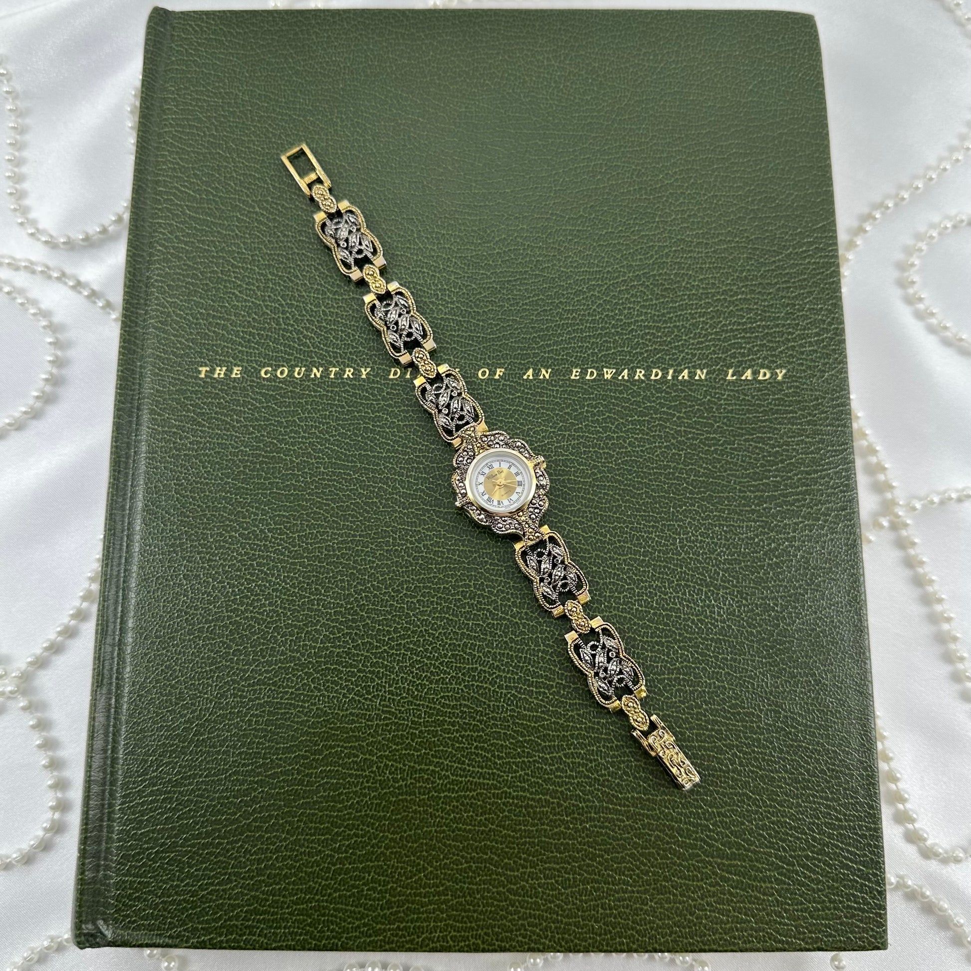 Two-Tone Art Deco Style Watch with Roman Numeral Markers