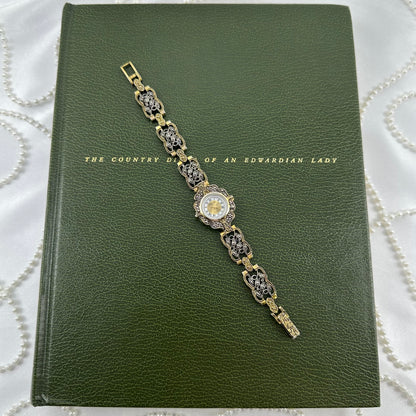 Two-Tone Art Deco Style Watch with Roman Numeral Markers