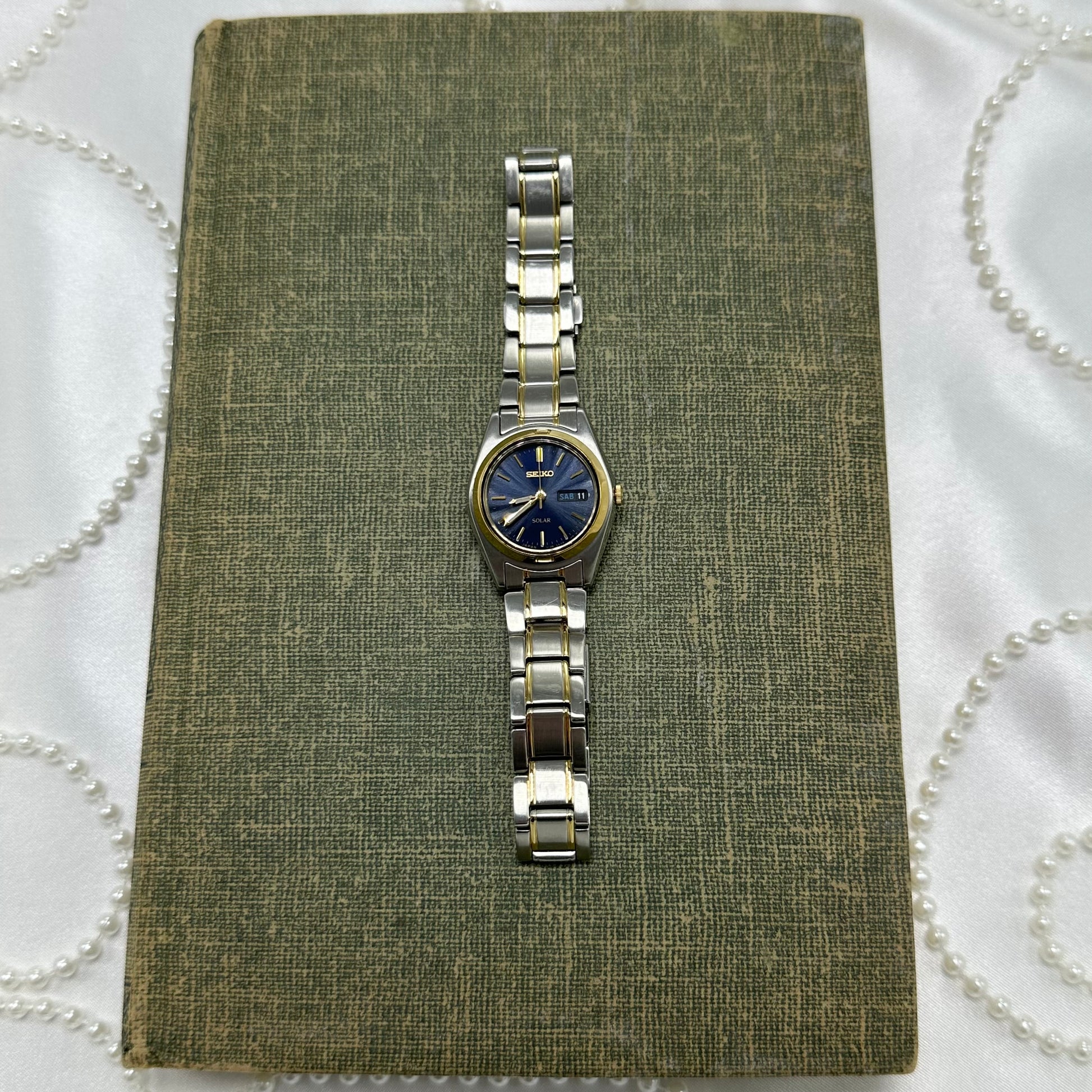 Two-Tone Blue Dial Solar Seiko Watch